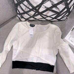 Bebe White and black long sleeve crop top size L
